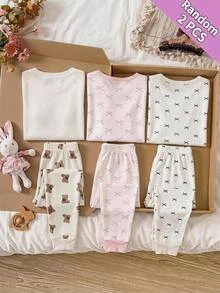 SHEIN Tween女孩秋冬聖誕可愛時尚百搭派對長袖褲裝套裝，日常居家穿著，修身版型 - 彩色 - 查看 6