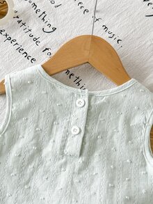 SHEIN 2pcs/Set Baby Girl Spring&Summer Elegant Style Sleeveless Embroidery Top&&Skirt - Green - View 8