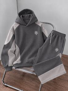 Manfinity Hypemode Men's Letter Print Hoodie And Pants Casual Daily Set - Multicolor - View 5