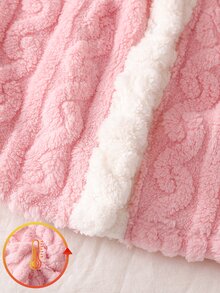 Girls' Pink Minimalist Bear Print Casual Bathrobe - Pink - View 6
