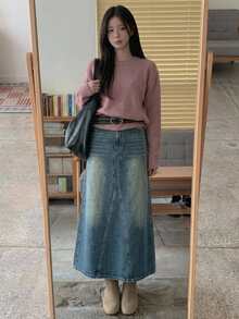 DAZY Women's Casual Versatile Daily Denim Skirt - Blue - View 7