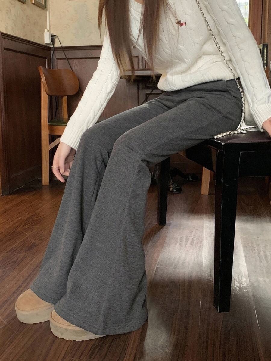 DAZY Women's Solid Color Casual Versatile Daily Wear Long Pants Fall - Grey - View 1