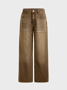 SWAVVY Men's Casual Denim Jeans With Pockets And Buttons For Daily Wear - Brown - View 3