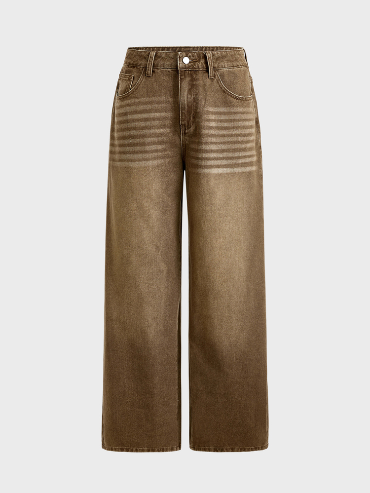 SWAVVY Men's Casual Denim Jeans With Pockets And Buttons For Daily Wear - Brown - View 3