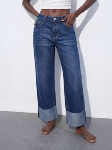 Maija Women's Fashionable Casual Versatile Jeans, Fall Winter Outfits For Women, Elegant, Cute, Denim Fabric, Holiday, Date, Office, Street Style, Summer. - Blue - View 5
