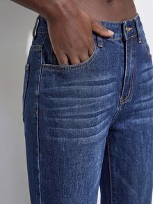 Maija Women's Fashionable Casual Versatile Jeans, Fall Winter Outfits For Women, Elegant, Cute, Denim Fabric, Holiday, Date, Office, Street Style, Summer. - Blue - View 8
