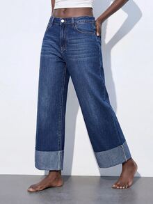 Maija Women's Fashionable Casual Versatile Jeans, Fall Winter Outfits For Women, Elegant, Cute, Denim Fabric, Holiday, Date, Office, Street Style, Summer. - Blue - View 6