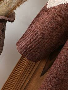 SHEIN Tween Girl Sweater Dress, New Arrival For Autumn/Winter Farewell Dark Grey Cute - Brown - View 6