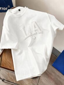 Daypath 3DLA Letter White T-Shirt, Suitable For Summer Outings, World Cup, School, Daily Matching, Unisex - White - View 1