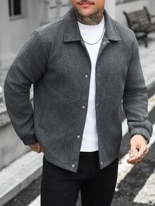 Manfinity CasualCool Men's Solid Color Casual Overcoat With Pocket Design, Suitable For Daily Commute Wear, Also An Ideal Gift For Boyfriend And Husband - Grey - View 5