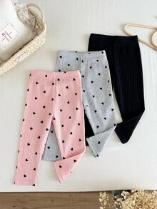 SHEIN 女嬰新生兒春秋休閒印花極簡時尚百搭長褲 戶外穿著 卡其色/灰色 慢跑褲/運動褲 - 彩色 - 查看 8