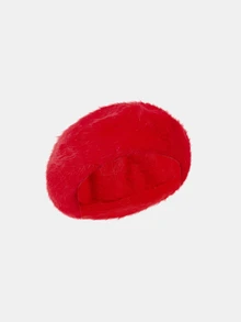 Aravennia 1pc Solid Color Vintage Faux Rabbit Fur Beret Hat, Cute Fuzzy Texture For Autumn/Winter - A - View 6