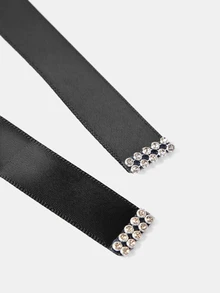 Aravennia Rhinestone Decor Bridal Belt Silver Belt Bridal Belt. Valentine's Day Accessories - Black - View 6