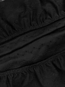 Sweetra CURVE Plus Size Women Lace Multi-Layer Ruffled Hem Elegant Black Midi Skirt Fall - Black - View 7