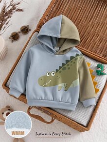 Cozy Pixies Baby Boy Cute Comfortable Versatile Cartoon Crocodile Pattern Autumn Sweatshirt - Multicolor - View 1