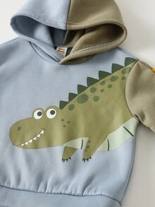 Cozy Pixies Baby Boy Cute Comfortable Versatile Cartoon Crocodile Pattern Autumn Sweatshirt - Multicolor - View 3