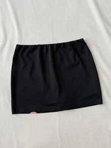 SHEIN 青少年女孩白色花卉印花休閒裙，附內建內搭褲，隨機款式 - 黑色 - 查看 6