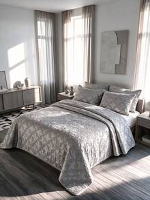Velvet Luxury "Bedspread" Set Made In Turkey With Soft Touch Good Quality 195*235 With Pillowcase - Grey - View 2