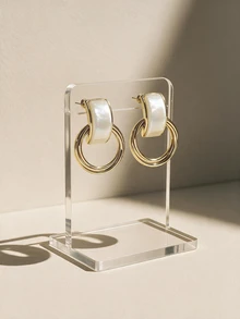1 Pair Minimalist Luxury Geometric Vintage Earrings, Suitable For Daily Wear - Yellow Gold - View 4