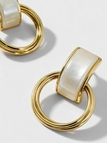 1 Pair Minimalist Luxury Geometric Vintage Earrings, Suitable For Daily Wear - Yellow Gold - View 5