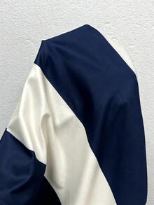 SHEIN Franclia 女款秋冬新款經典黑白對比寬條紋V領細肩帶背心，V領設計修飾鎖骨，彈性刷毛面料貼身剪裁，短版設計適合多樣層次穿搭，適合休閒、內搭、通勤與日常穿著 - 藏蓝色 - 查看 5