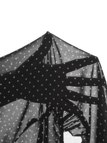 Grovea Plus Size French Chiffon Vintage Romantic Elegant Polka Dot Ruffle Trim Button-Up Blouse Office Party Formal Black And White Summer - Black - View 10