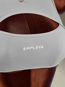 Amplova 灰色未來感鏤空設計無袖圓領運動連身褲 - 灰色 - 查看 6