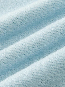 SHEIN New Autumn V-Neck Waist Cinched Knitted A-Line Dress, Elegant And Intellectual - Blue - View 7