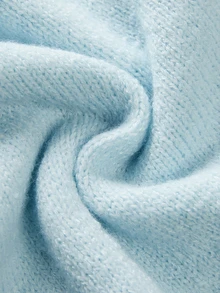SHEIN New Autumn V-Neck Waist Cinched Knitted A-Line Dress, Elegant And Intellectual - Blue - View 5