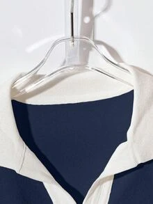 SHEIN New Summer Soft Korean Style Casual & Office Polo Collar Knit Top For Women - Royal Blue - View 4