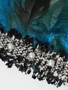 Aravennia 2pcs Halloween Performance Party Feather Wristbands Wrist Accessories 1pc Artificial Feather Shawl - Sky Blue - View 4