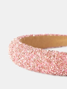 Aravennia 1pc Geometric Pattern Dopamine Color Retro Colorful Crushed Stone Headband, Fashion Accessory For Women - Pink - View 5