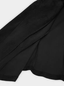 Sweetra Jaket Lengan Panjang Kasual Harian Wanita Ukuran Plus dengan Motif Blok Warna - Hitam - View 10