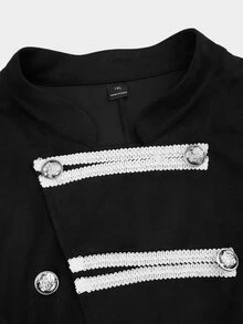 Sweetra Jaket Lengan Panjang Kasual Harian Wanita Ukuran Plus dengan Motif Blok Warna - Hitam - View 7