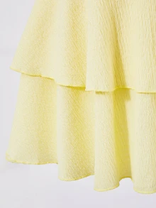 SHEIN Teen Girl Sweet Soft Style Mini Dress, Elegant Cute Line Design Experience Campus, Outing, Party Prom Beach Occasions In Summer, Graduation, Yellow - Yellow - View 9
