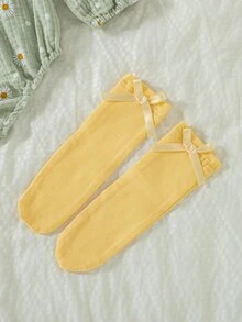 SHEIN 2件組可愛兔子刺繡與毛球裝飾女嬰連身衣吊帶套裝，夏季嬰兒穿搭，秋季穿搭 - 綠色 - 查看 4