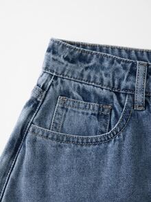 GlowEve Women's Summer Casual Everyday Slant Pocket Wrap Denim Shorts - Dark Wash - View 4