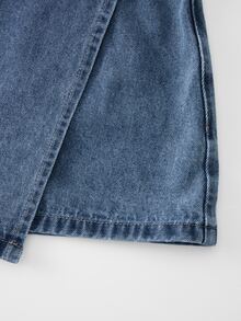GlowEve Women's Summer Casual Everyday Slant Pocket Wrap Denim Shorts - Dark Wash - View 3