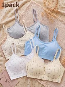 SHEIN Tween Girls Autumn/Winter Bow Tween Girl Kids Print Tween Girl Simple One-Piece Underwear - Multicolor - View 4