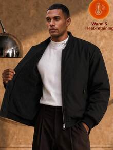 HIMLAND Men's Solid Color Baseball Collar Casual Versatile Daily Travel Long Sleeve Jacket - Black - View 10