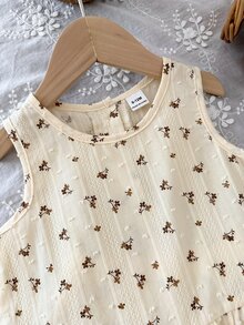 SHEIN 2pcs/Set Baby Girls' Jacquard Top And Pants Set, Fashionable & Cute, Suitable For Spring/Summer, Indoor, Outdoor, Vacation, Beach, Daily Wear - Multicolor - View 8