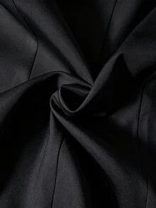 SHEIN Teen Girls Fall Tops Fall Solid Black Collared Long Sleeve Shirt, Front Placket Ruched, Waist-Cinching Fit Formal Work Elegant Katseye Junior - Black - View 6