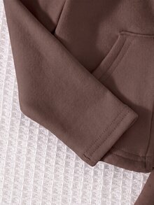 Cozy Pixies 女嬰 2件式上衣與寬腿褲套裝，休閒風，適合春秋日常穿著 - 摩卡棕 - 查看 4