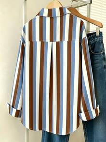 Trelyra Women's Striped Patchwork Casual Versatile Daily Outing Shirt - Multicolor - View 2