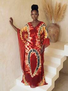 BamGlimmer Women's Plus Size Dress, Holiday Vacation New Unique Design, Multi-Color, Adjustable Waist/Loose Fit, 2-In-1 Style, Red Summer Boho Fall - Multicolor - View 4