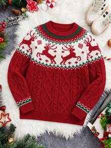 Sorvial Men's Animal Pattern Crew Neck Long Sleeve Knit Sweater Cute Christmas Pullover Sweater , Unisex , Fall/Winter, Old Money - Multicolor - View 5