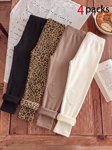 SHEIN 4PCS Young Girls Leggings Young Girl Young Girl Young Girl Young Girl - Multicolor - View 1