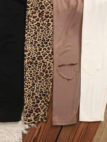 SHEIN 4PCS Young Girls Leggings Young Girl Young Girl Young Girl Young Girl - Multicolor - View 3