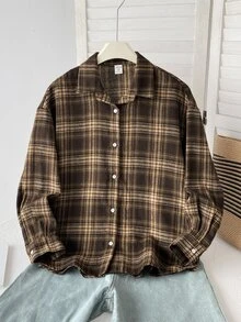 Tween Girls Tween Girl Simple Plaid Long Sleeve Collared Shirt - Multicolor - View 6