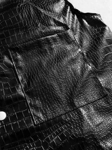 ROMWE MEN Men's Crocodile Skin Textured Fashion Versatile Vest Top - Black - View 6